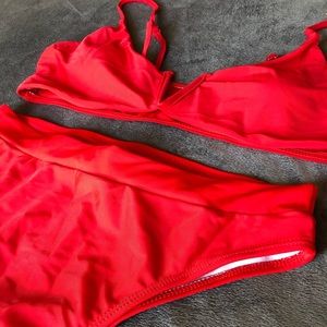 Red High Waisted Bikini
